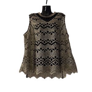 Cato Plus Size 26 Black & Gold Geometric Sleeveless‎ Party Blouse